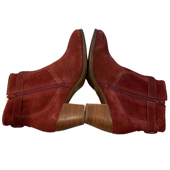 Diba Sleek Bootie 8.5 Red Burgundy Leather Boot Fall Winter autumn - Picture 2 of 8